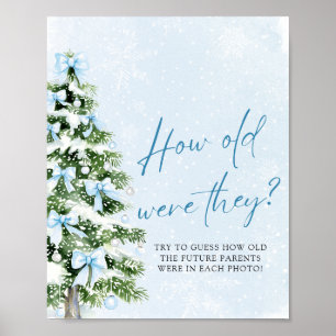 Bows Christmas How Old Were They Baby Shower Game Poster