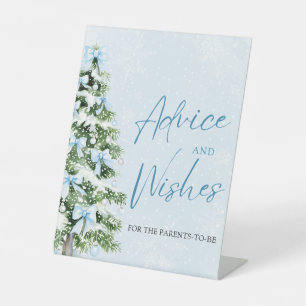 Bows Christmas Tree Baby Shower Advice and Wishes Pedestal Sign