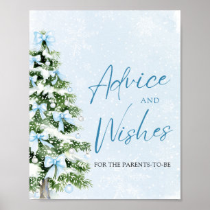 Bows Christmas Tree Baby Shower Advice and Wishes Poster