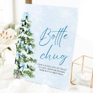 Bows Christmas Tree Baby Shower Bottle Chug Sign