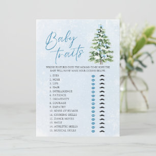Bows Christmas Tree Baby Traits Baby Shower Game Invitation