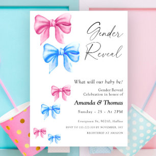 Bows Gender Reveal, Girl or Boy Invitation