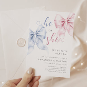 Bows Gender Reveal Party Invitation