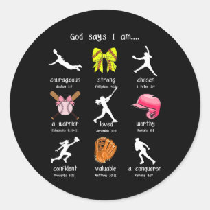 Bows God Say I Am Christian Softll Girls Bible Ver Classic Round Sticker