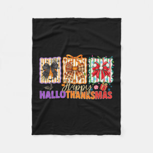 Bows Halloween Thanksgiving Christmas Happy Hallot Fleece Blanket