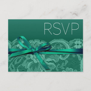 Bows Ribbon & Lace RSVP   teal