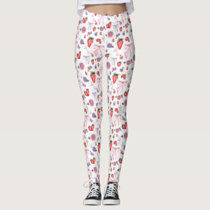 Bows, Roses & Strawberries Coquette Pattern  Leggings