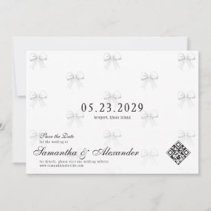Bows & Wedding Vows Preppy Coquette Save The Date Invitation