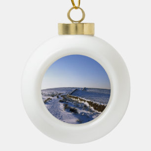 Bowstonegate Winter Holiday Card Poster Photo Bloc Ceramic Ball Christmas Ornament