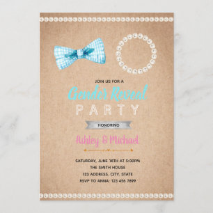Bowtie or pearl gender reveal invitation