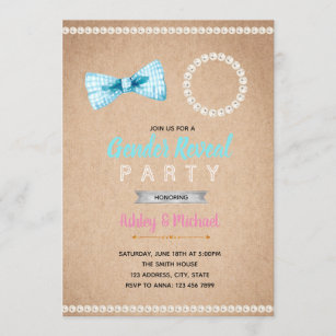 Bowtie or pearl gender reveal invitation