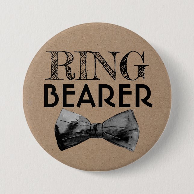 Bowtie Ring Bearer Ring Security Wedding 7.5 Cm Round Badge (Front)