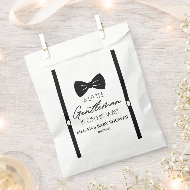 Bowtie Suspenders A Little Gentleman Baby Shower Favour Bags (Clipped)