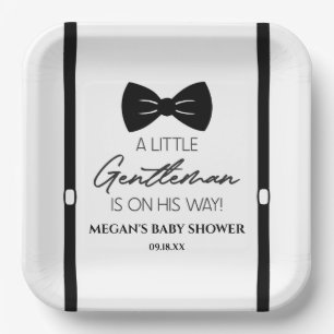 Bowtie Suspenders A Little Gentleman Baby Shower Paper Plate