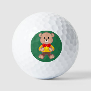 Bowtie Teddy bear on Green Golf Balls