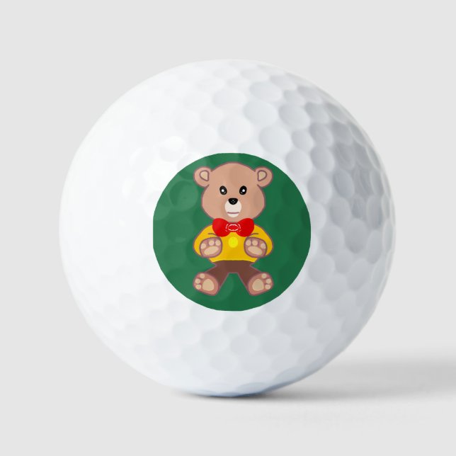 Bowtie Teddy bear on Green  Golf Balls (Front)
