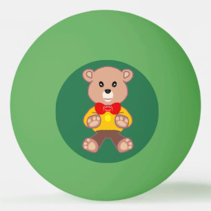 Bowtie Teddy bear on Green  Ping Pong Ball
