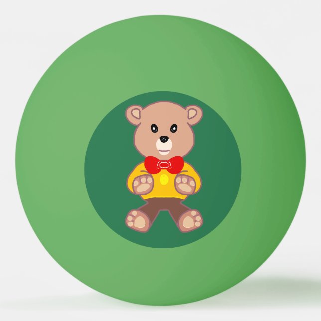 Bowtie Teddy bear on Green  Ping Pong Ball (Front)