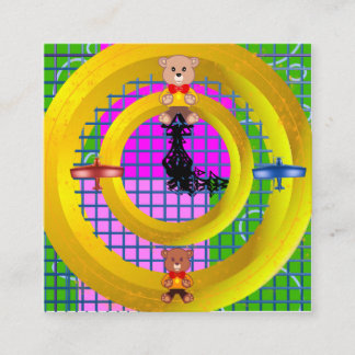 Bowtie Teddy Blue Red Planes Gold Rings Geometric  Square Business Card