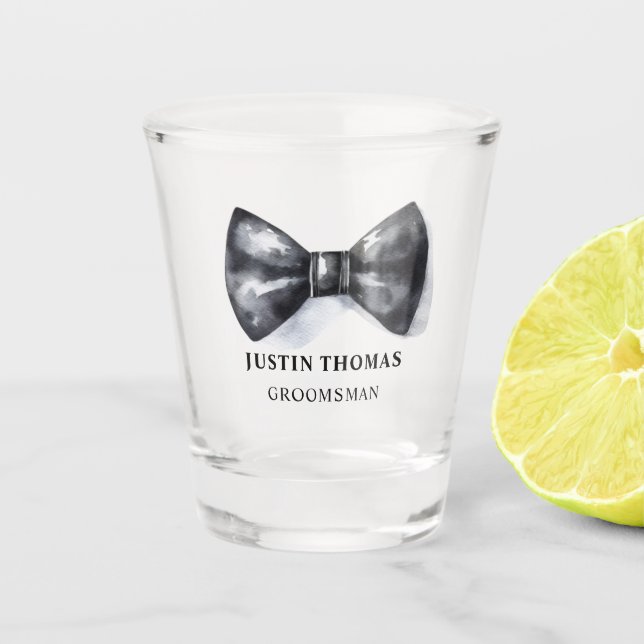 Bowtie Wedding Party Groomsman Gift Shot Glass (Front)