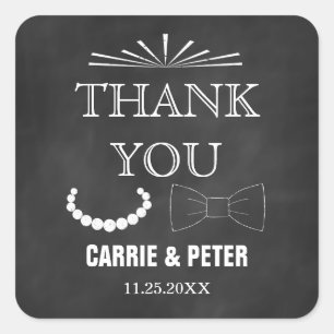 Bowties and Pearls Wedding Square Sticker