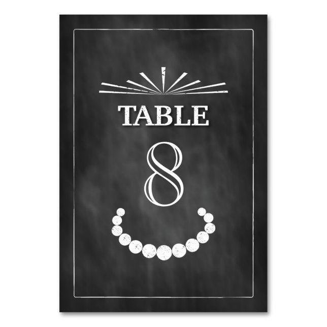 Bowties and Pearls Wedding Table Number (Front)