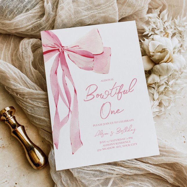 Bowtiful 1st Birthday Invitation (Creator Uploaded)