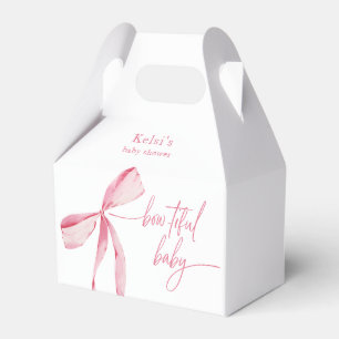 Bowtiful Watercolor Pink Baby Shower Welcome Favour Box
