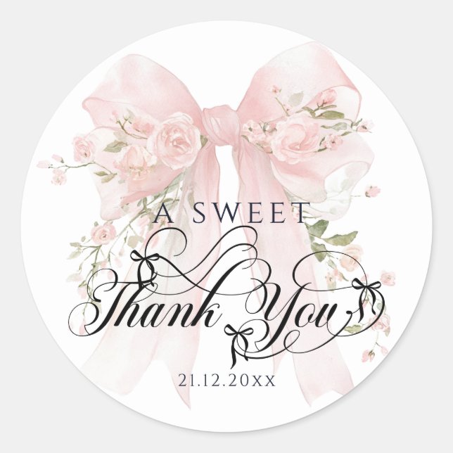 Bowtiiful One 1st Birthday Floral Bow Girls Classic Round Sticker (Front)