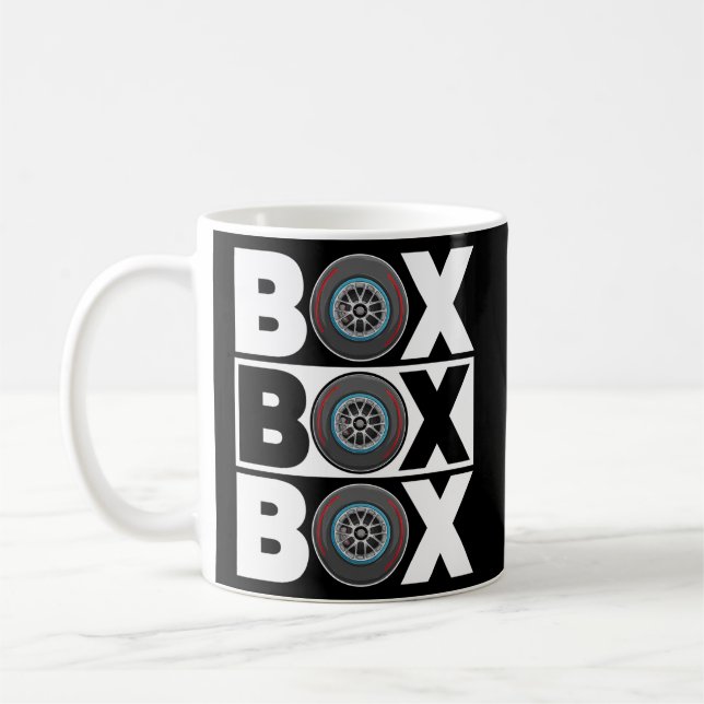 Box Box Box F1 Drag Racing Race Drifting Fast Cars Coffee Mug (Left)