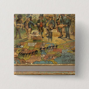 Box Dissected map, United States 15 Cm Square Badge