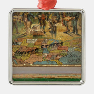 Box Dissected map, United States Metal Tree Decoration
