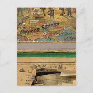Box Dissected map, United States Postcard