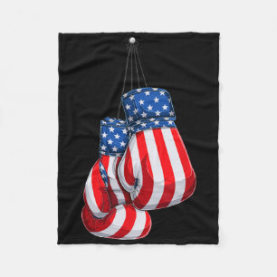 Box Gloves American Flag 4th Of July Boxing  Fleece Blanket