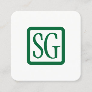 Box Initials Rounded - Square - Forest Green Business Card