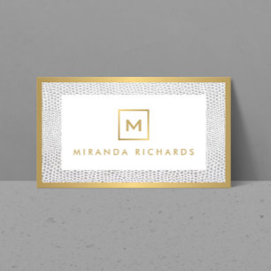 Box Logo Monogram with Elegant Snakeskin Print Business Card