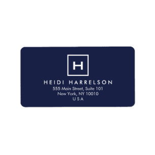 BOX LOGO with YOUR INITIAL/MONOGRAM on DARK BLUE Label