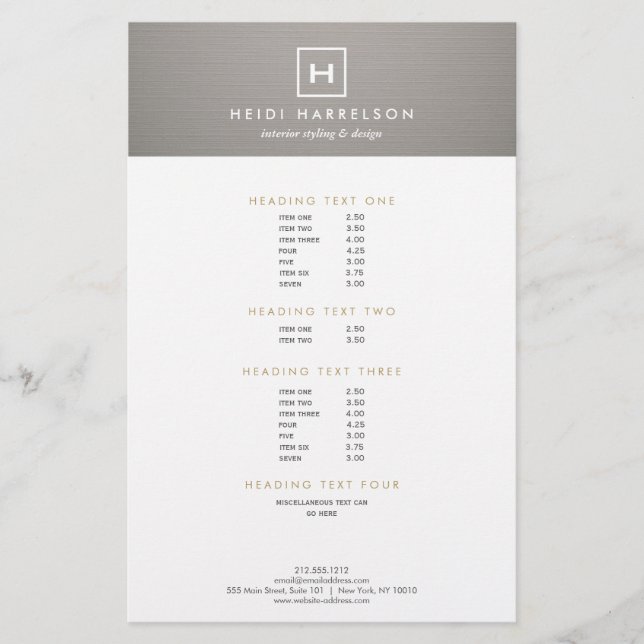 BOX LOGO with YOUR INITIAL/MONOGRAM on GRAY LINEN Flyer (Front)