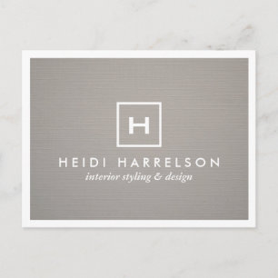 BOX LOGO with YOUR INITIAL/MONOGRAM on GRAY LINEN Postcard