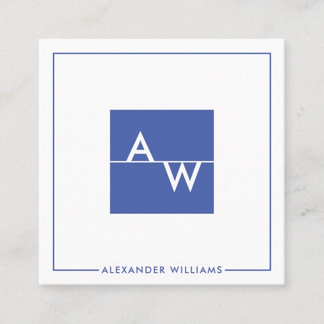 Box Monogrammed Formal Square Business Card (Front)