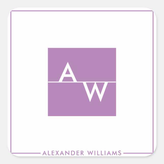 Box Monogrammed Formal Square Sticker (Front)