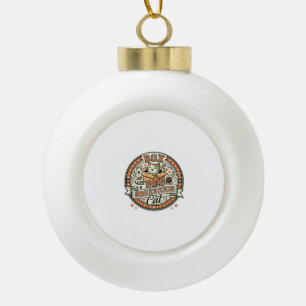Box Obsession Cat Box Obsession Cat Vintage Vector Ceramic Ball Christmas Ornament