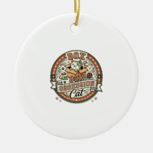 Box Obsession Cat Box Obsession Cat Vintage Vector Ceramic Tree Decoration