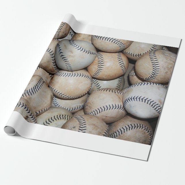 Box of Baseballs Wrapping Paper (Unrolled)