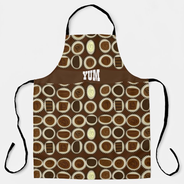 Box of Chocolate Joy Fun Illustrated Candy Art Apron (Front)
