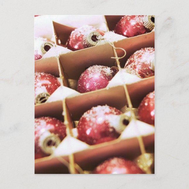 Box Of Tree Ornaments Postcard (Front)