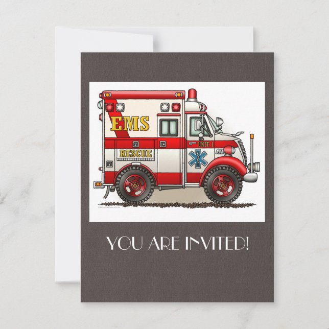 Box Truck Ambulance Invitation (Front)