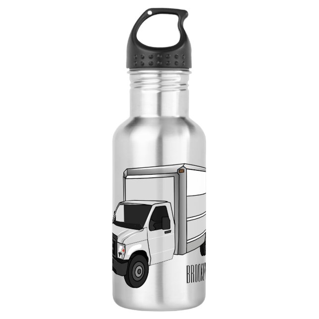 Box truck cartoon illustration 532 ml water bottle (Front)