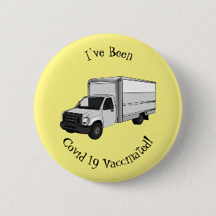Box truck cartoon illustration 6 cm round badge