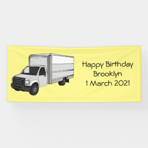 Box truck cartoon illustration banner